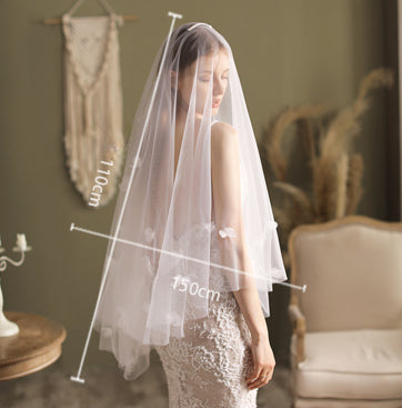 Fingertip 2 Tier Wedding Bridal Veil With Comb - Lya's wedding