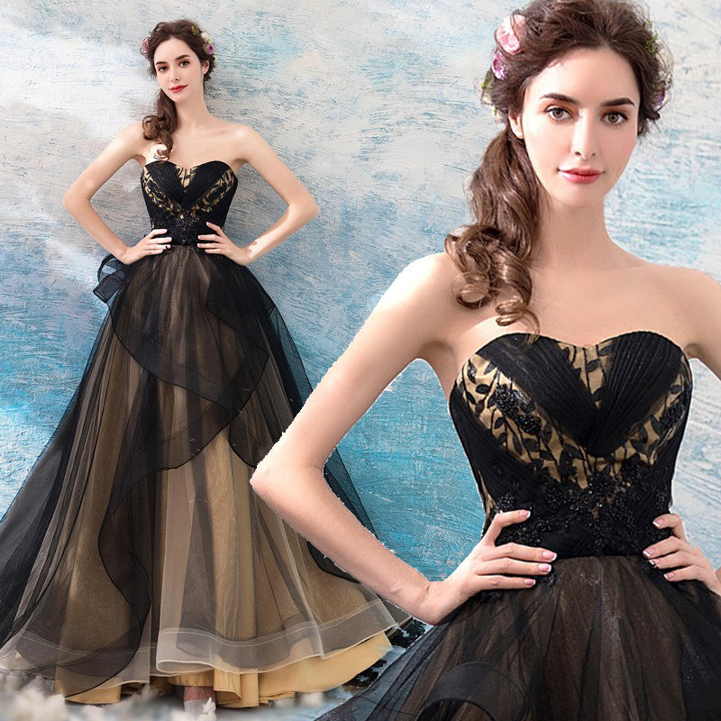 Ball-Gown/Princess Black Strapless Elegant Dress - Lya's wedding