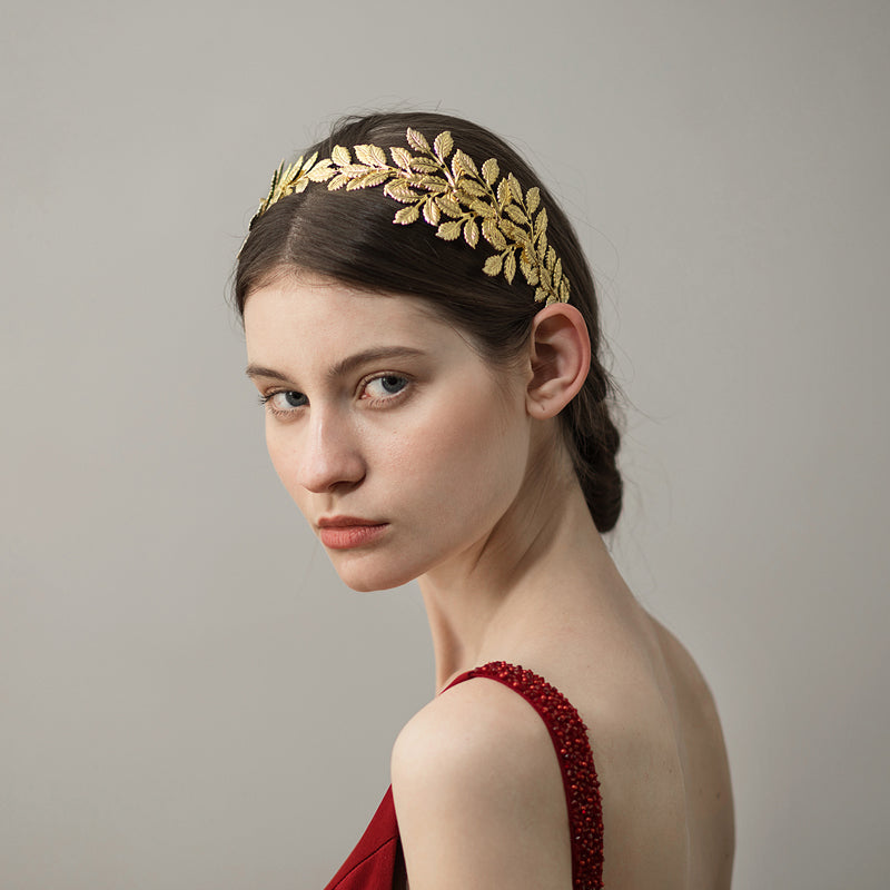 Leaf Bridal Headpiece Gold Wedding Headband Vintage Style - Lya's wedding