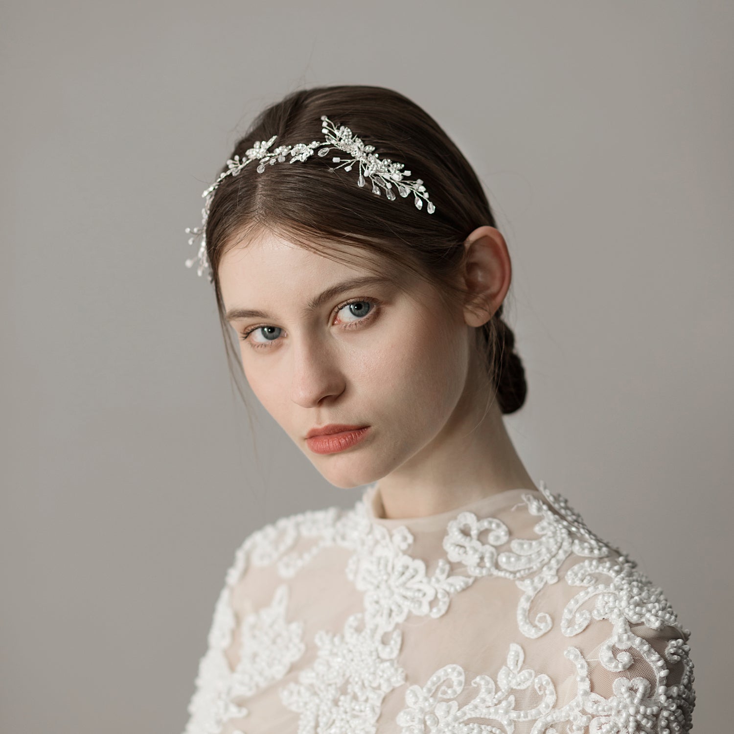 Crystal Bridal Headpiece Silver Wedding Headband - Lya's wedding