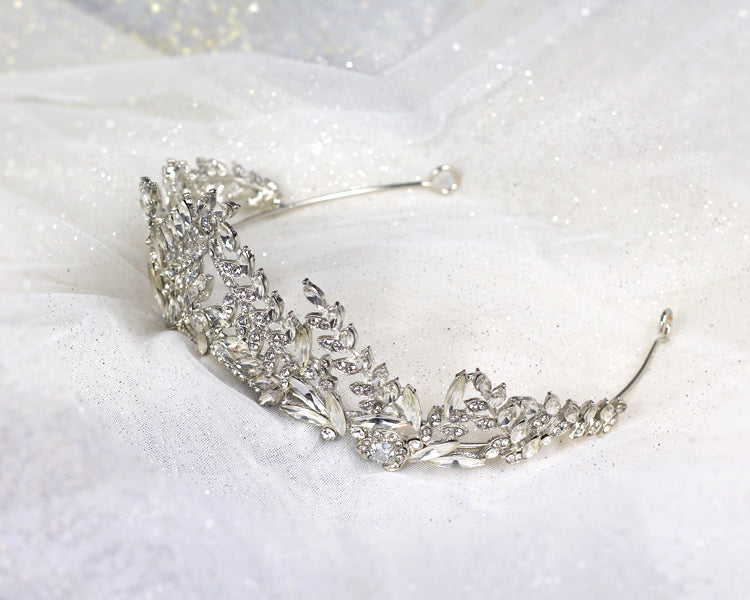 Princess Crystal Crown Bridal Headpiece Silver Wedding Headband - Lya's wedding