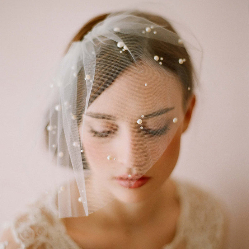 Fascinator Bridal Lace Birdcage Veil with Comb Pearl - Lya's wedding