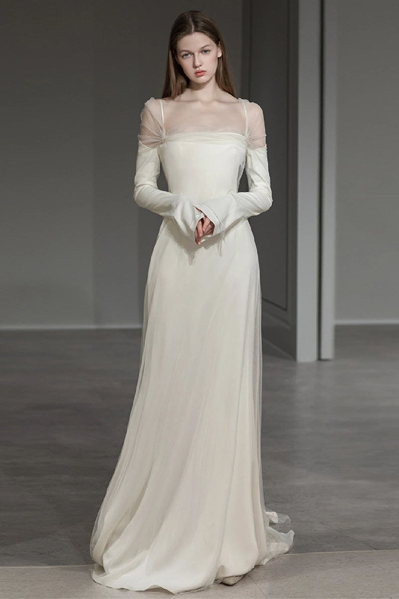 Long Sleeves Satin Dress - Lya's wedding