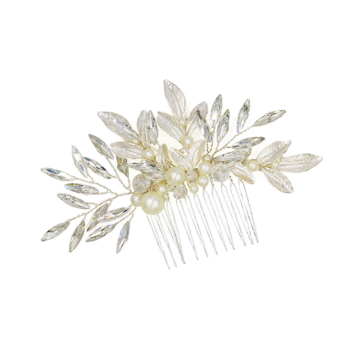 3 pcs Leaf Bridal Headpiece Set with Pearl - Lya's wedding