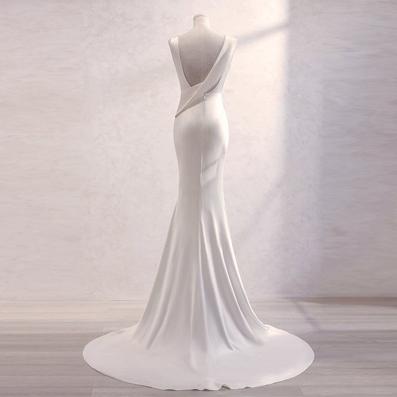 Satin Mermaid Backless Wedding Dress - Lya's wedding