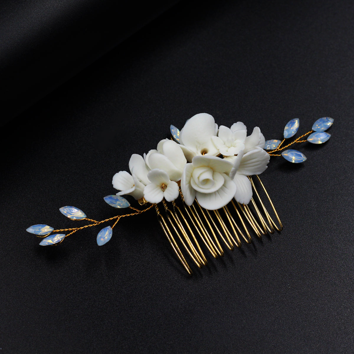 Porcelain Flower Bridal Headpiece Ear Clip - Lya's wedding