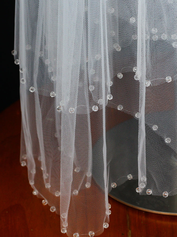 Short Shoulder 2 Tier Wedding Bridal Veil With Comb - Lya's wedding