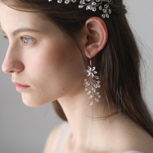 Crystal Bridal Earrings Silver Wedding Jewelry - Lya's wedding