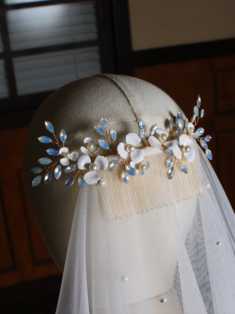 Fingertip 2 Tier Wedding Bridal Veil With Comb - Lya's wedding