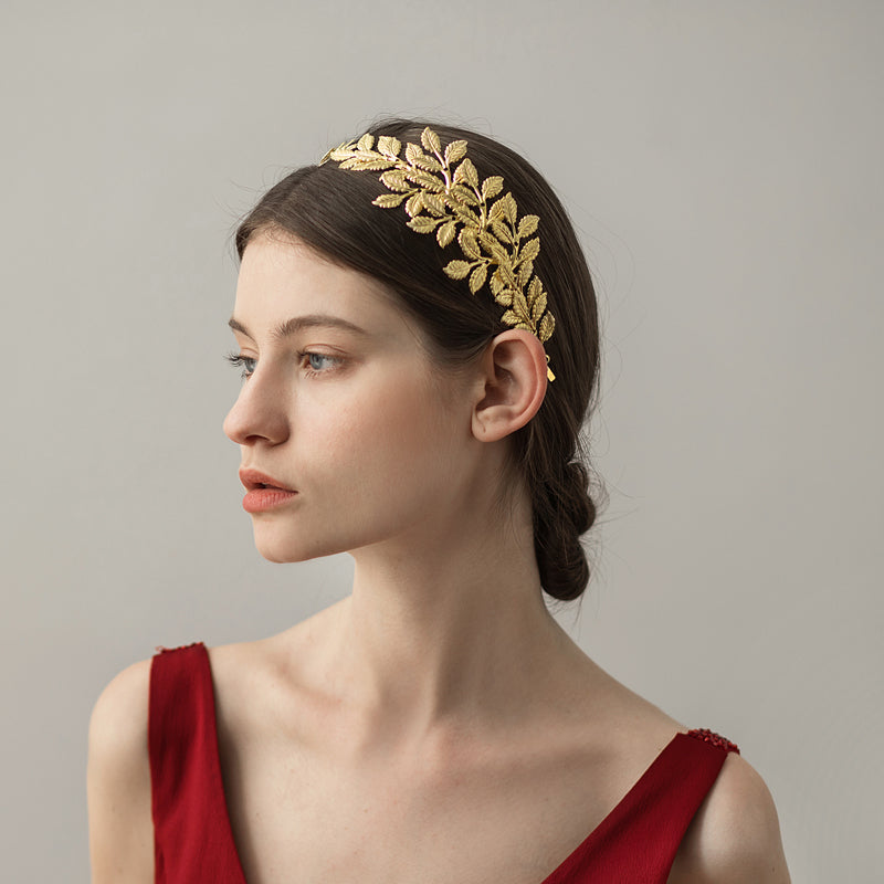 Leaf Bridal Headpiece Gold Wedding Headband Vintage Style - Lya's wedding