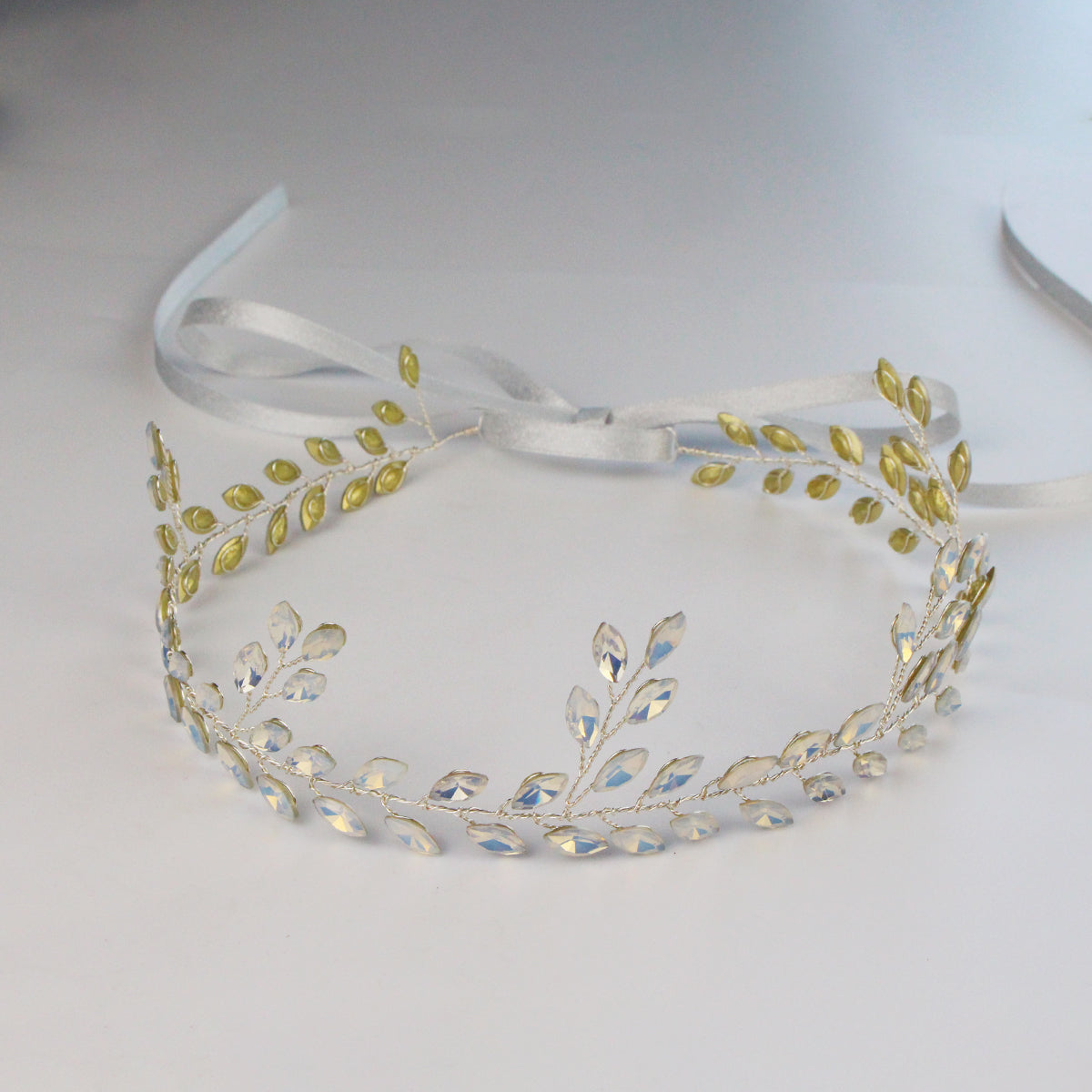 Gold/Silver Crystal Leaf Bridal Headpiece Silver Wedding Headband - Lya's wedding