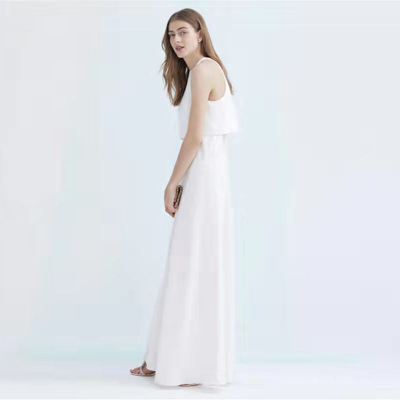 Satin O-Neck Ankle-Length Dress - Lya's wedding