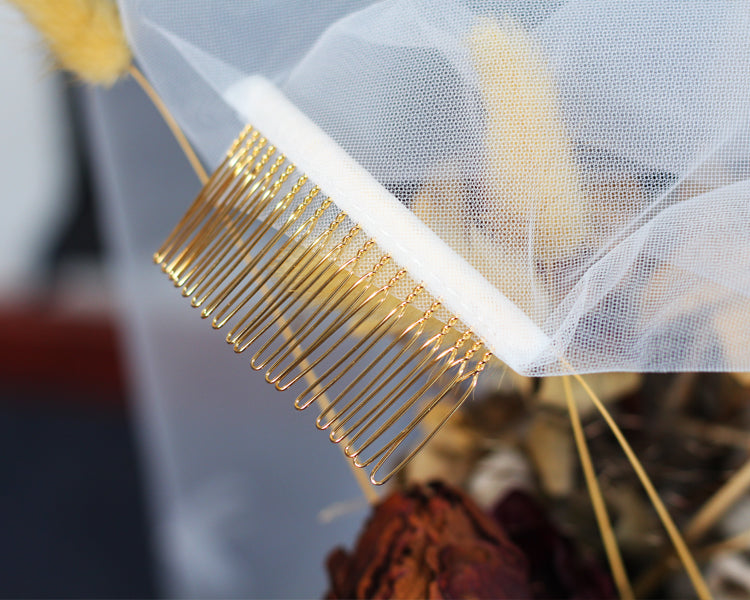 Fingertip 2 Tier Wedding Bridal Veil With Comb - Lya's wedding