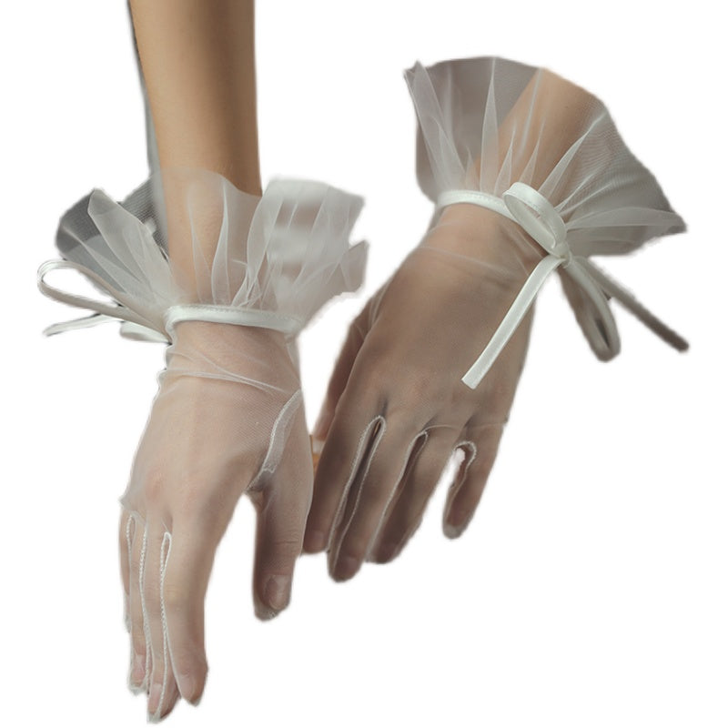 Tulle Bridal Gloves with Bow - Lya's wedding