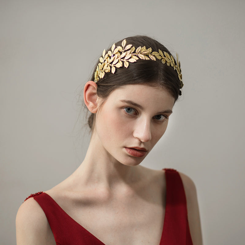 Leaf Bridal Headpiece Gold Wedding Headband Vintage Style - Lya's wedding