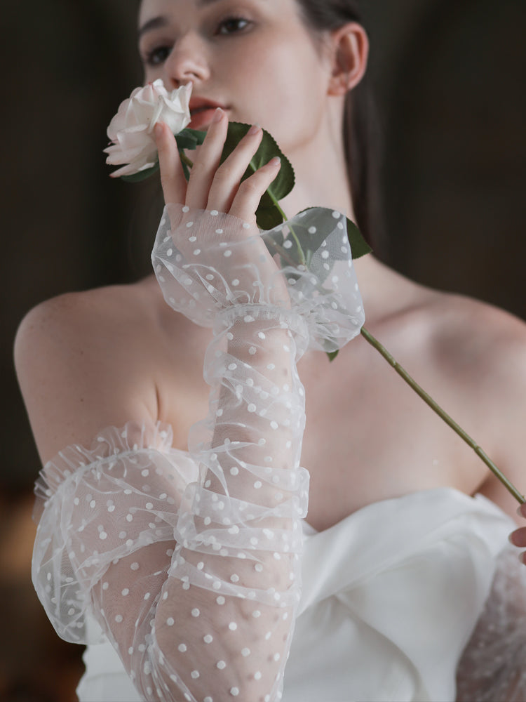 Tulle Bridal Long Gloves Fingerless - Lya's wedding