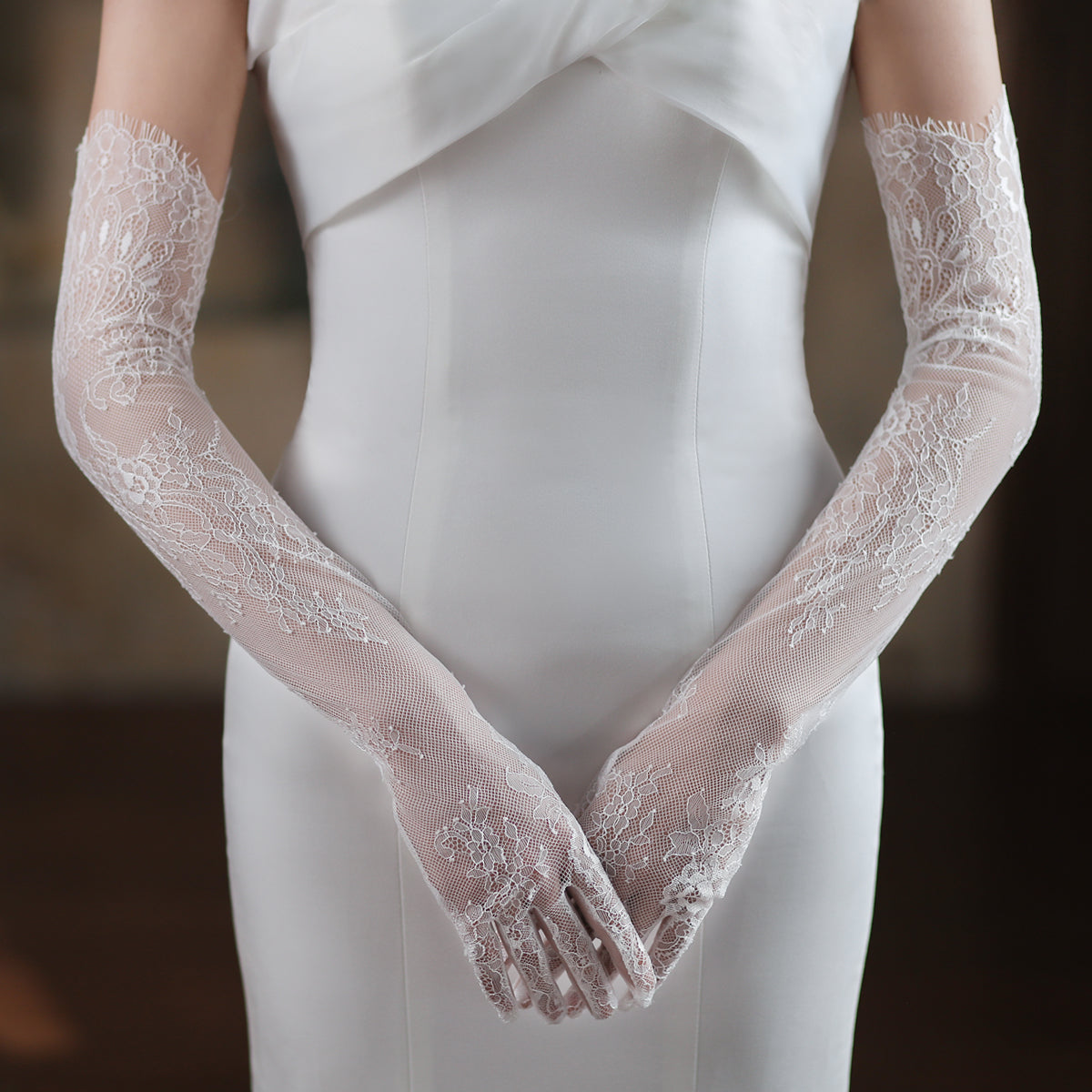 Lace Long Bridal Gloves - Lya's wedding