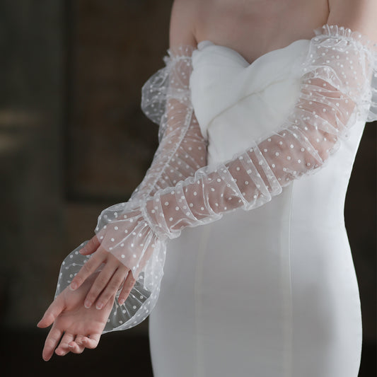 Tulle Bridal Long Gloves Fingerless - Lya's wedding