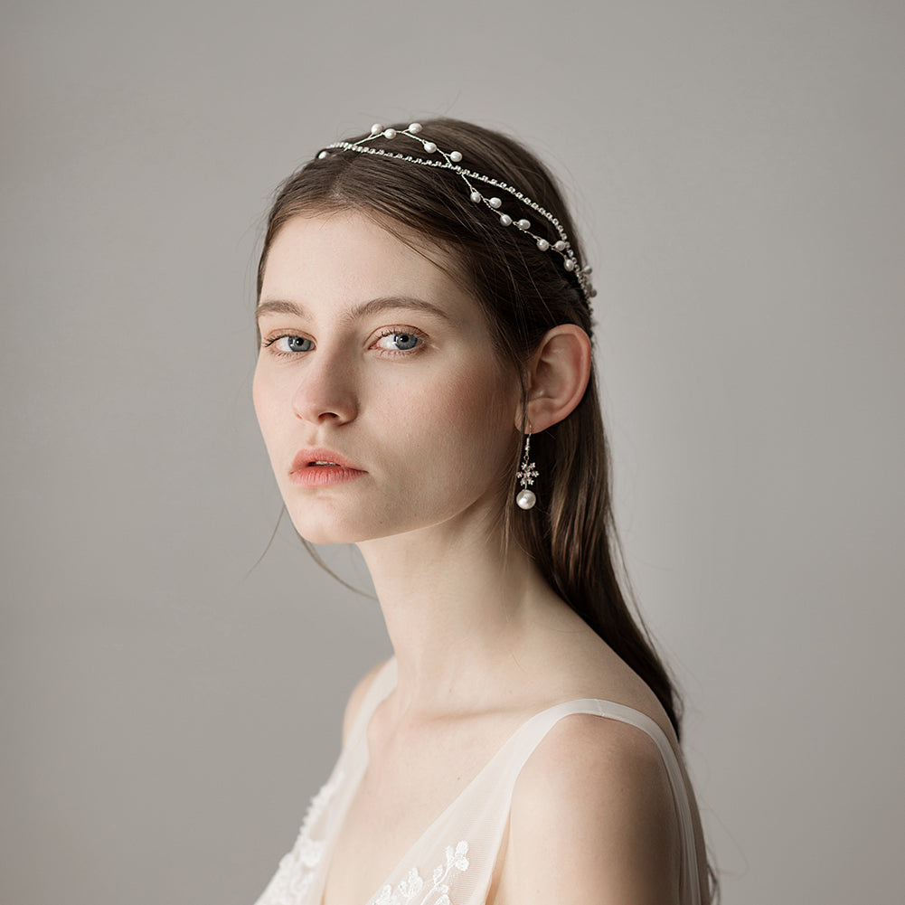 Crystal Bridal Headpiece Silver Wedding Headband - Lya's wedding