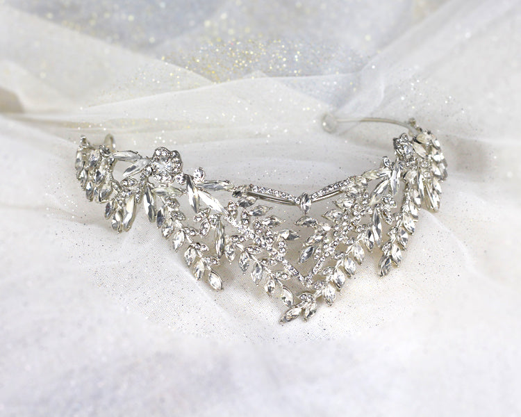 Princess Crystal Crown Bridal Headpiece Silver Wedding Headband - Lya's wedding