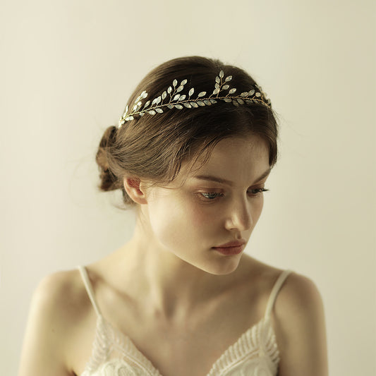 Gold/Silver Crystal Leaf Bridal Headpiece Silver Wedding Headband - Lya's wedding