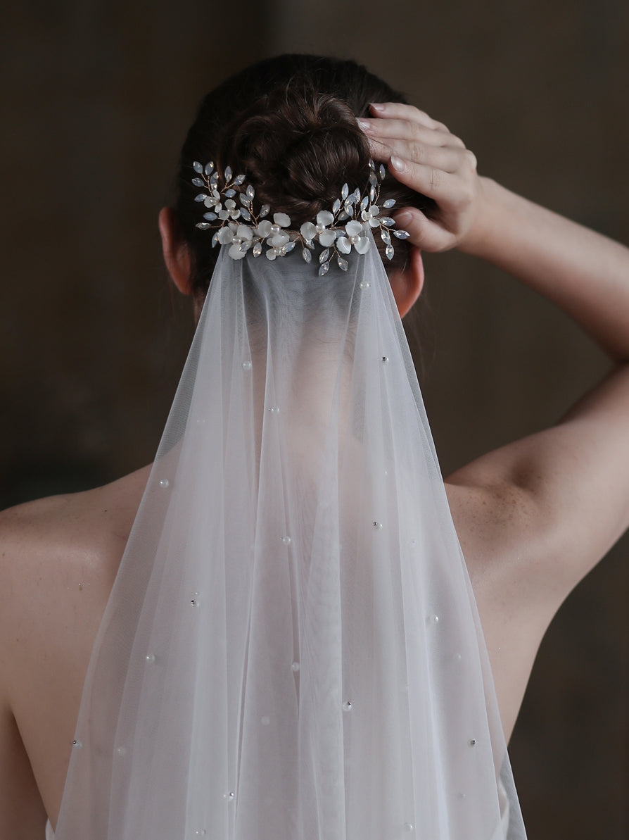 Fingertip 2 Tier Wedding Bridal Veil With Comb - Lya's wedding