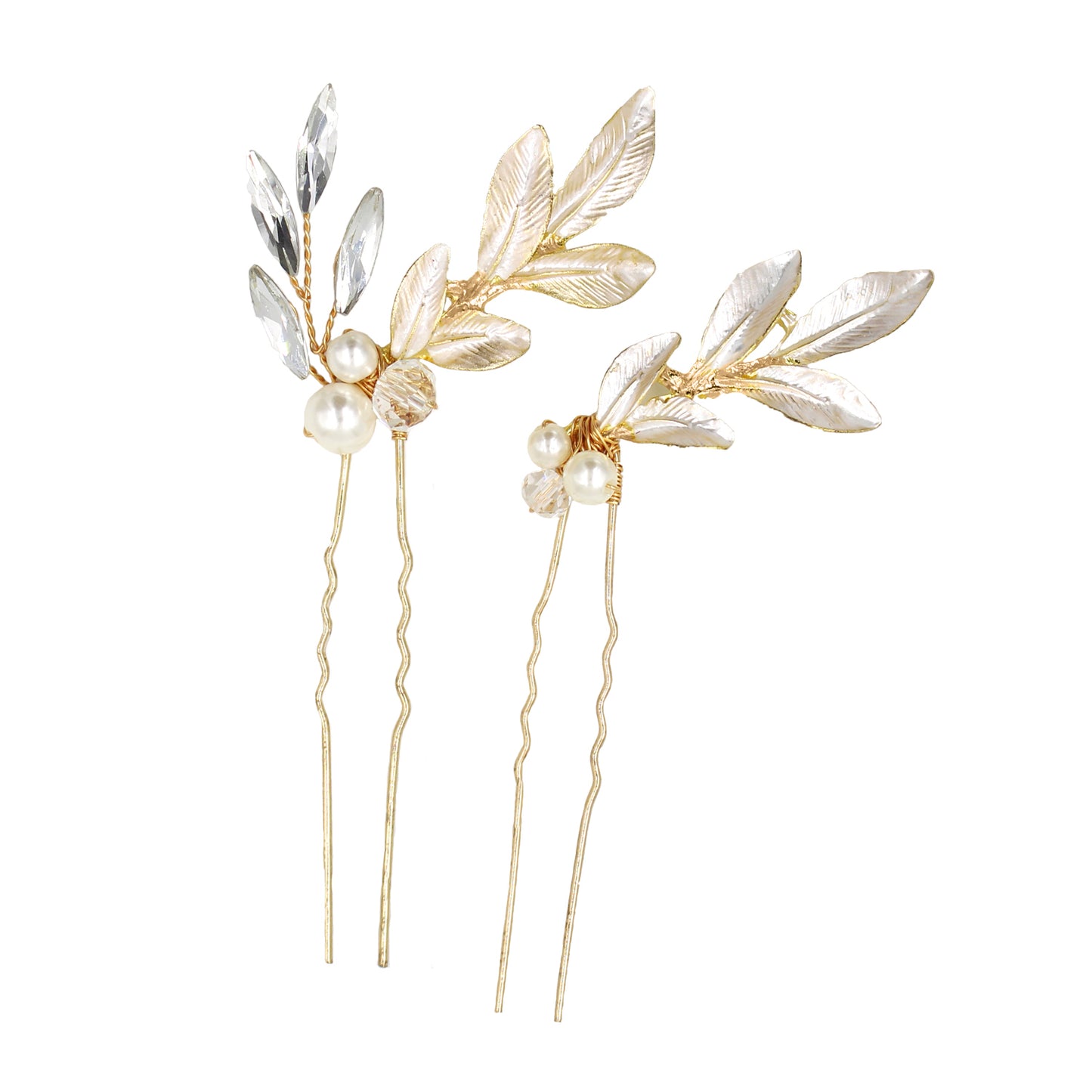 3 pcs Leaf Bridal Headpiece Set with Pearl - Lya's wedding