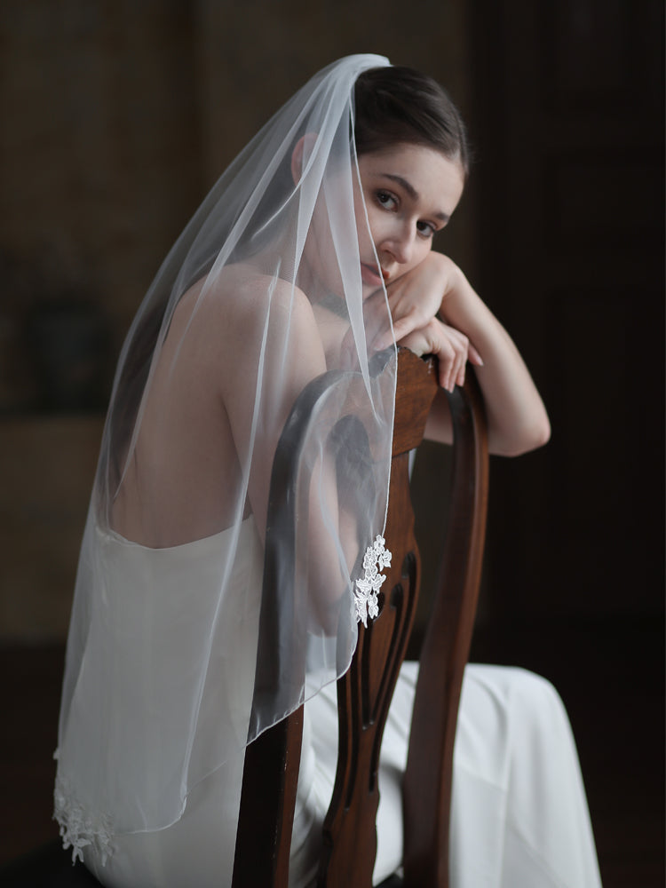 Flower 1 Tier Wedding Bridal Veil With Comb - Lya's wedding