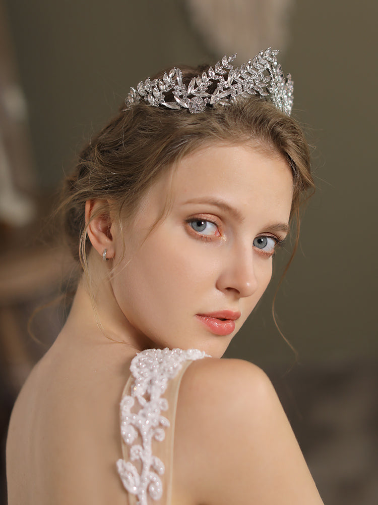 Princess Crystal Crown Bridal Headpiece Silver Wedding Headband - Lya's wedding