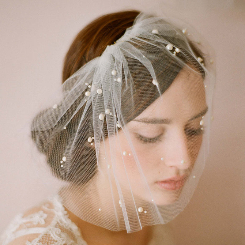 Fascinator Bridal Lace Birdcage Veil with Comb Pearl - Lya's wedding