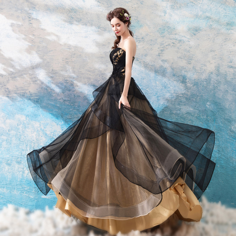 Ball-Gown/Princess Black Strapless Elegant Dress - Lya's wedding