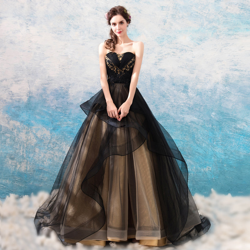 Ball-Gown/Princess Black Strapless Elegant Dress - Lya's wedding