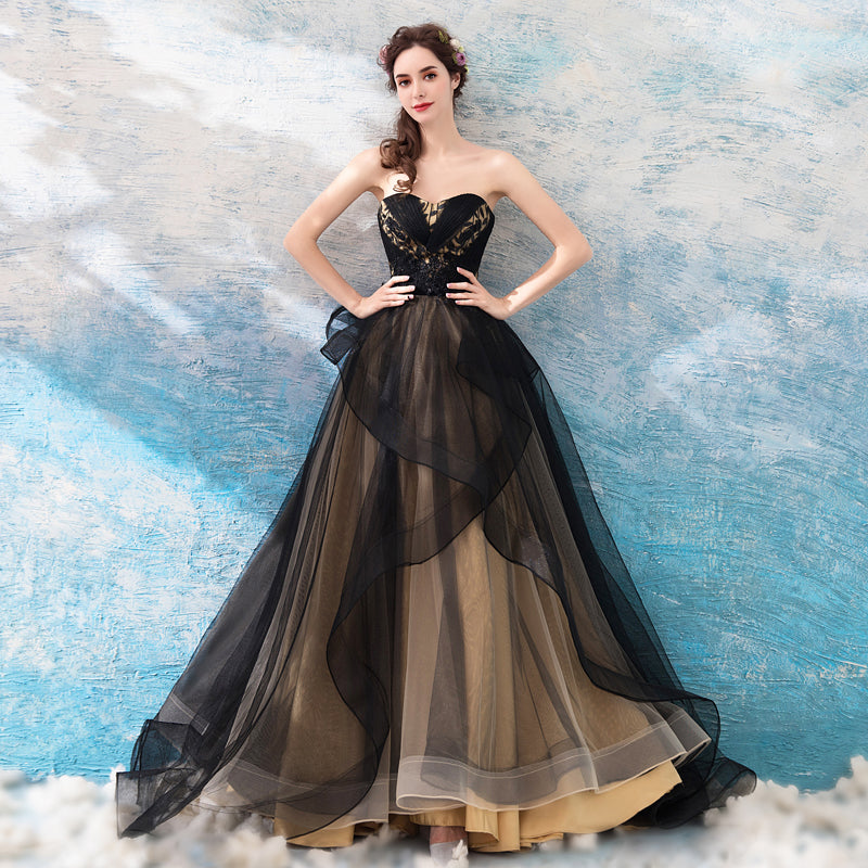 Ball-Gown/Princess Black Strapless Elegant Dress - Lya's wedding