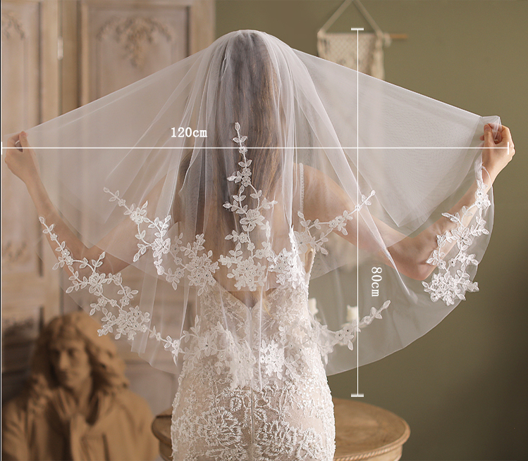 Short 2 Tier Flower Wedding Bridal Veil With Comb - Lya's wedding