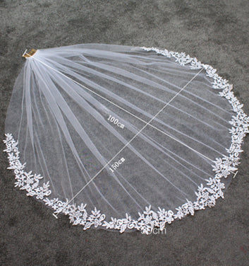 Fingertip 1 Tier Wedding Bridal Veil With Comb - Lya's wedding