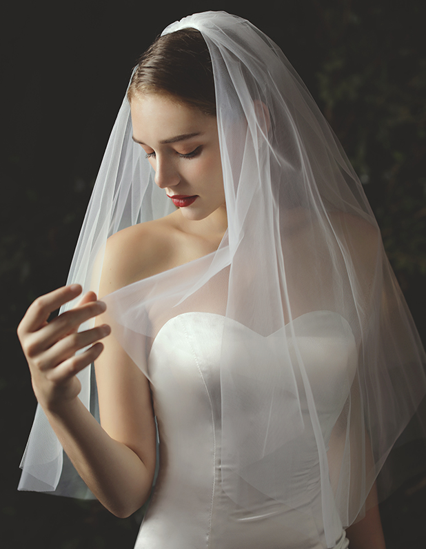 Short 2 Tier Wedding Bridal Veil With Comb - Lya's wedding