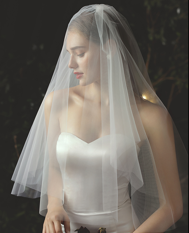 Short 2 Tier Wedding Bridal Veil With Comb - Lya's wedding