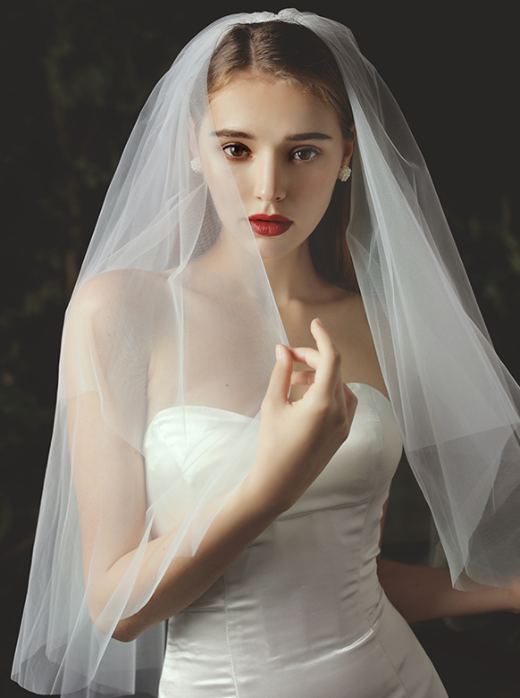 Short 2 Tier Wedding Bridal Veil With Comb - Lya's wedding