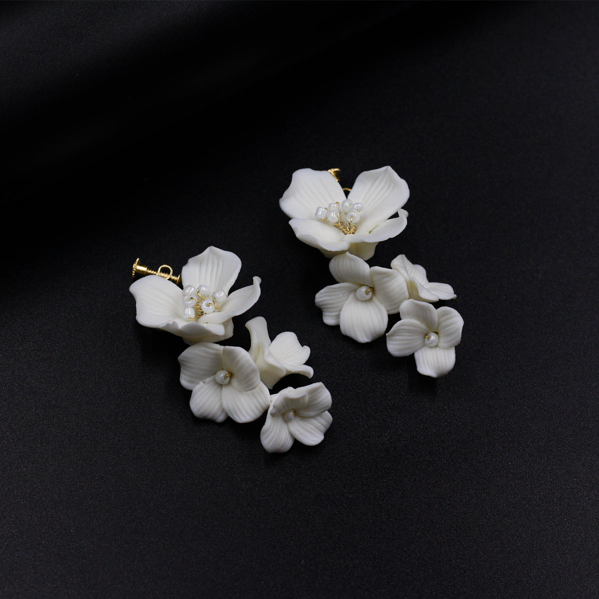 Porcelain Flower Bridal Headpiece Wedding Headband Ear Clip - Lya's wedding