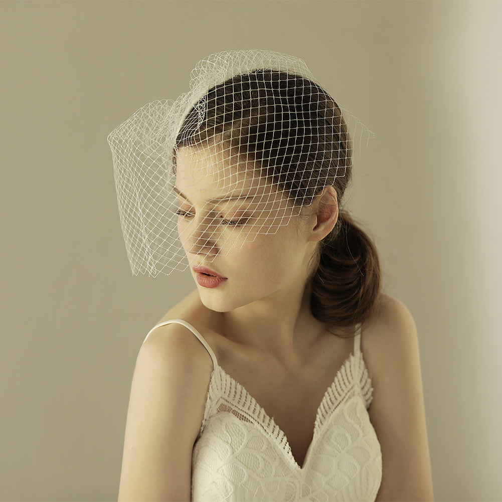 Mesh Birdcage Bridal Veil - Lya's wedding