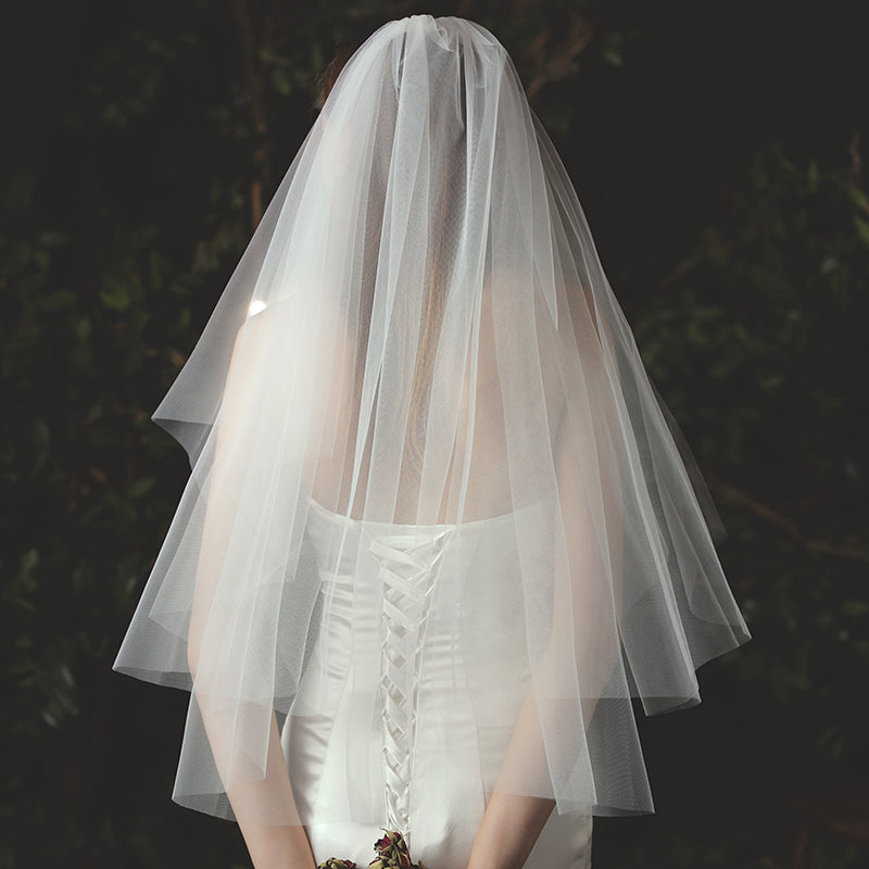 Short 2 Tier Wedding Bridal Veil With Comb - Lya's wedding