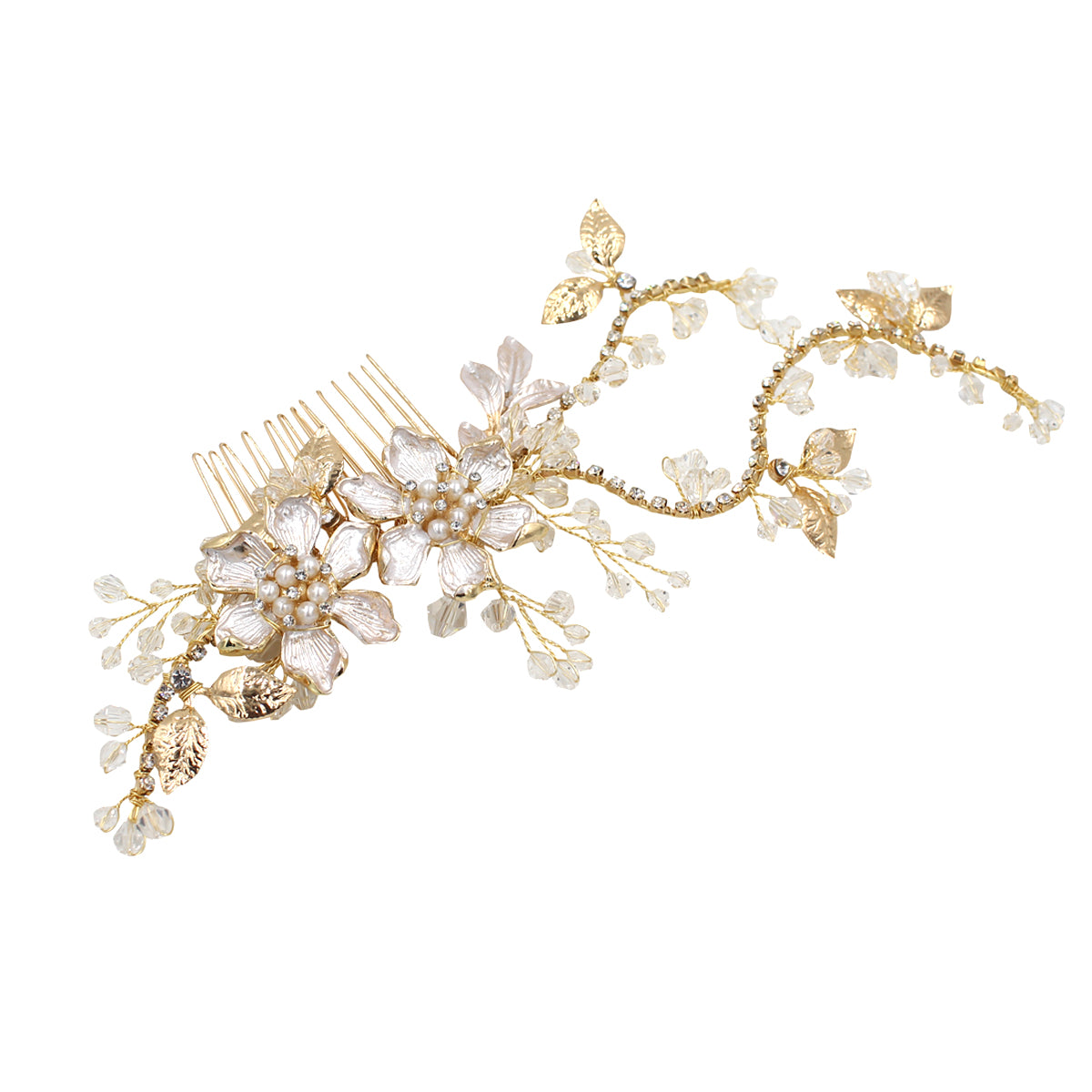 Flower Bridal Headpiece Gold with Comb - Lya's wedding