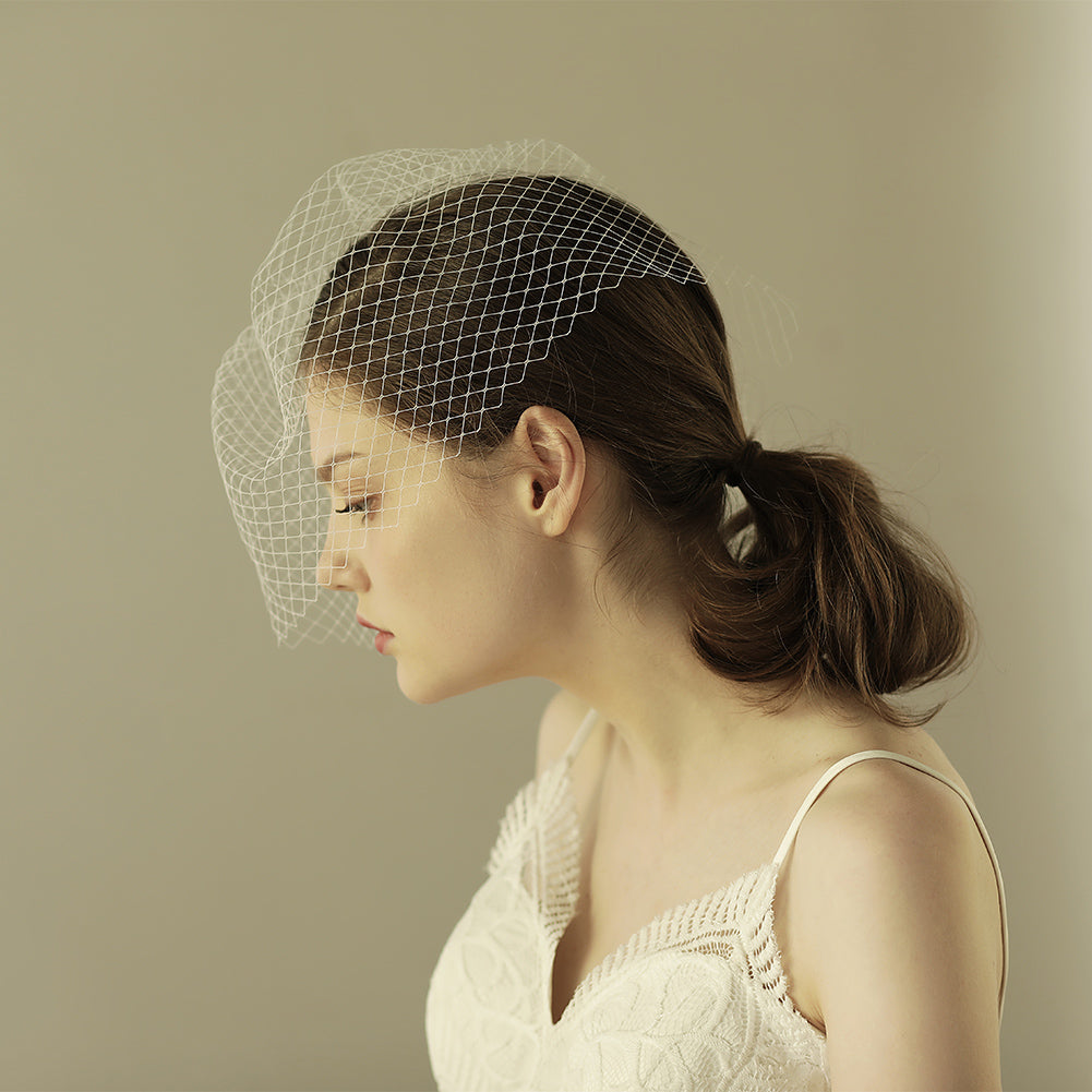 Mesh Birdcage Bridal Veil - Lya's wedding