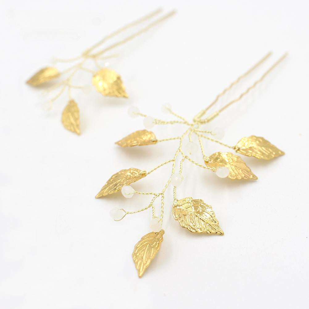 2 pcs Leaf Bridal Headpiece Silver/Gold - Lya's wedding