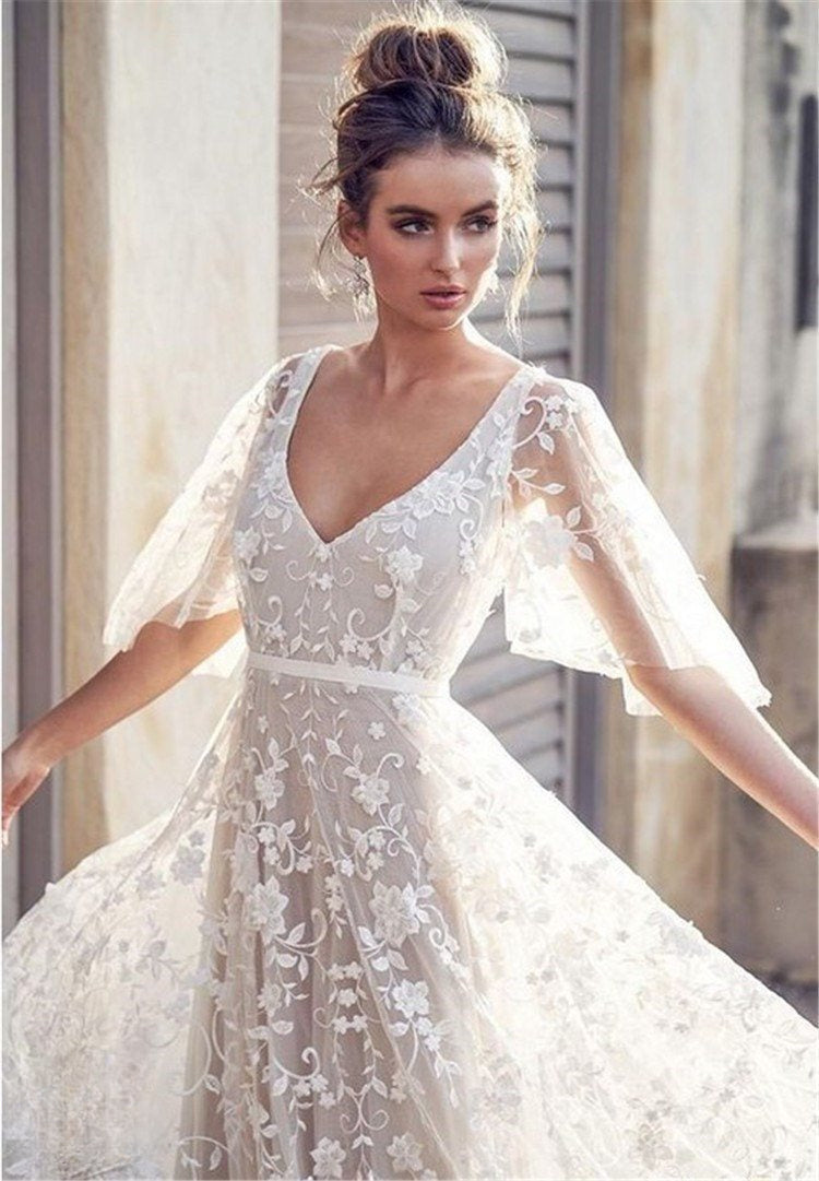 Lace Wedding Dress Long Gown - Lya's wedding